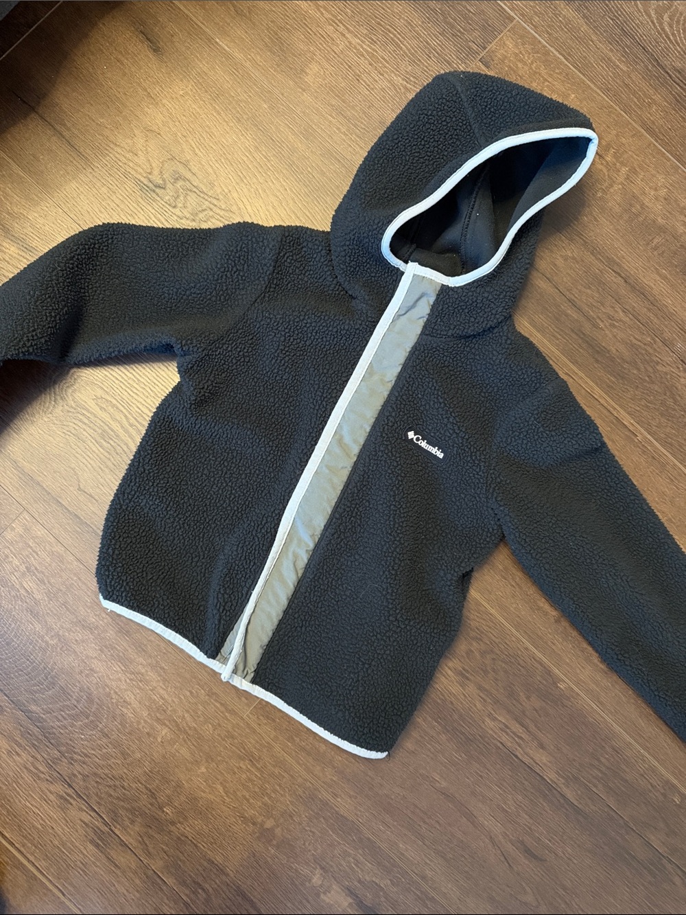 Columbia Kids Black Hooded Sherpa Fleece with White Trim